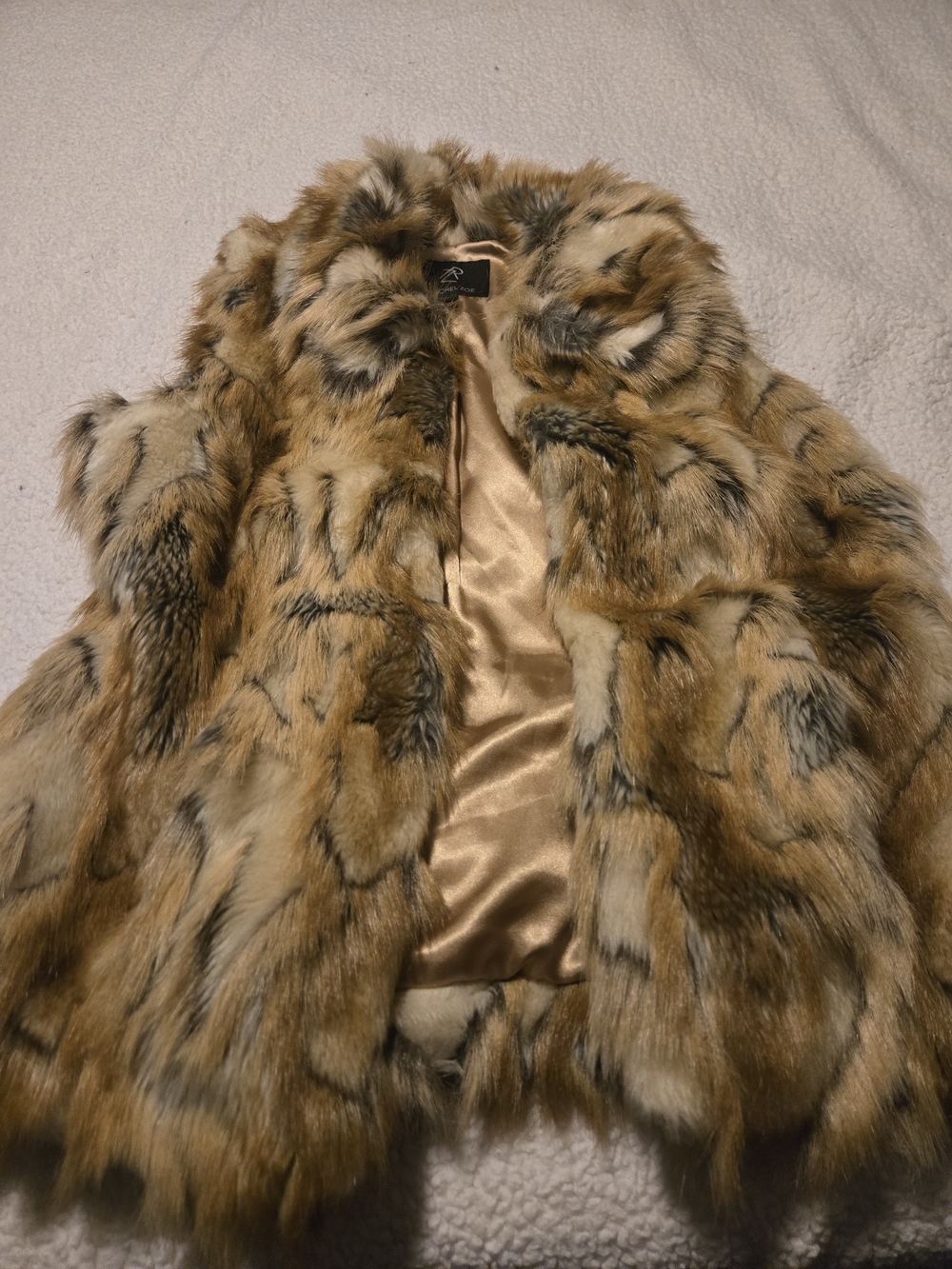 Rachel Zoe Tan & Black Faux Fur Vest